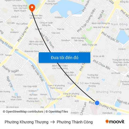 Phường Khương Thượng to Phường Thành Công map