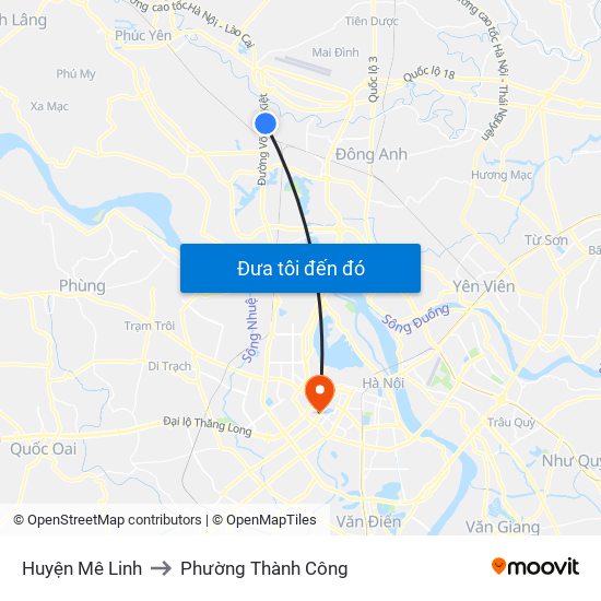 Huyện Mê Linh to Phường Thành Công map