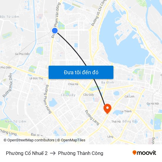 Phường Cổ Nhuế 2 to Phường Thành Công map