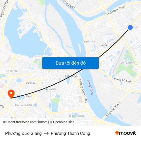 Phường Đức Giang to Phường Thành Công map