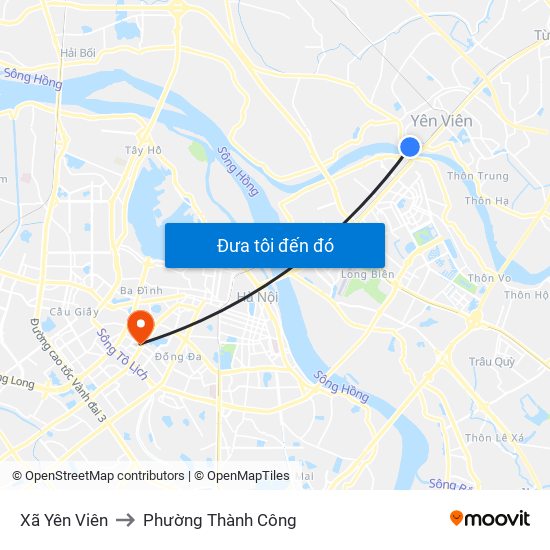 Xã Yên Viên to Phường Thành Công map