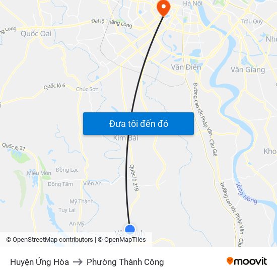Huyện Ứng Hòa to Phường Thành Công map