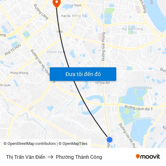 Thị Trấn Văn Điển to Phường Thành Công map