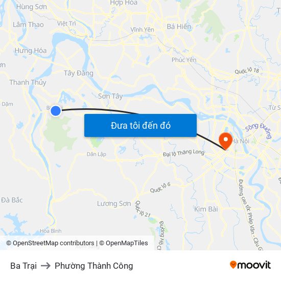 Ba Trại to Phường Thành Công map