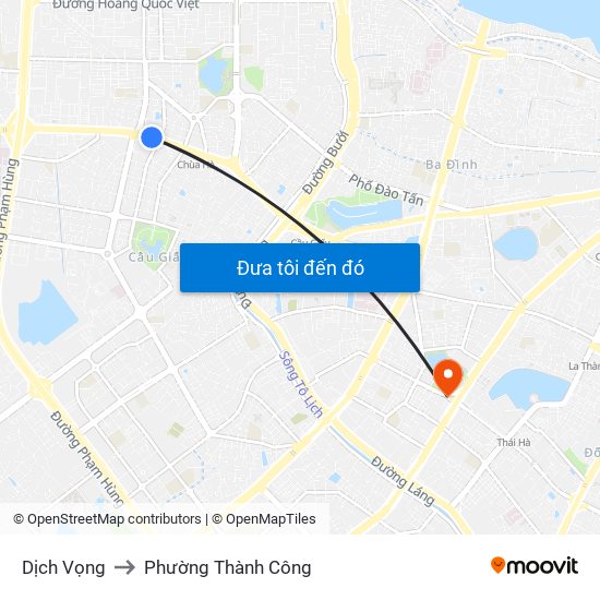 Dịch Vọng to Phường Thành Công map