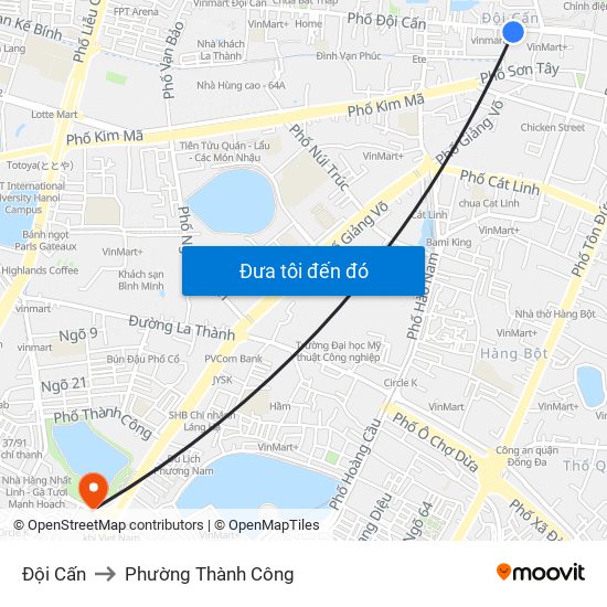 Đội Cấn to Phường Thành Công map