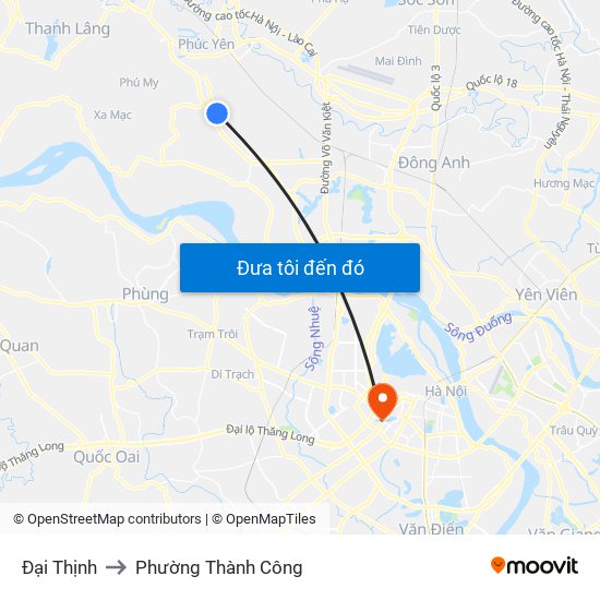 Đại Thịnh to Phường Thành Công map