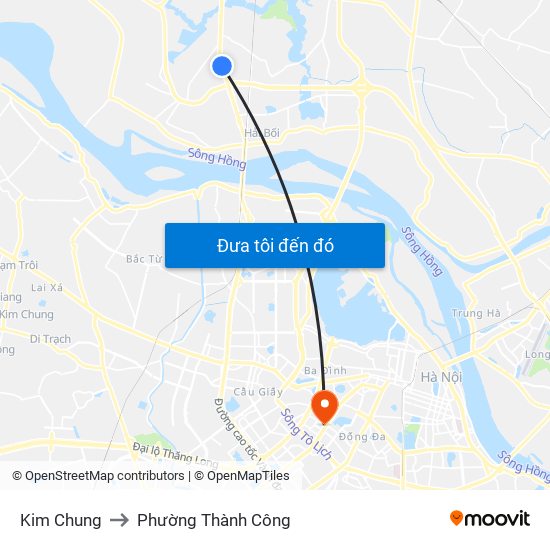 Kim Chung to Phường Thành Công map
