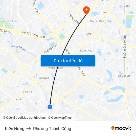 Kiến Hưng to Phường Thành Công map