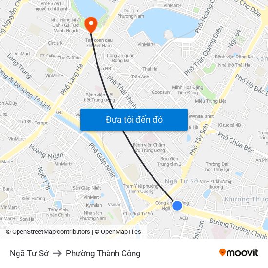 Ngã Tư Sở to Phường Thành Công map