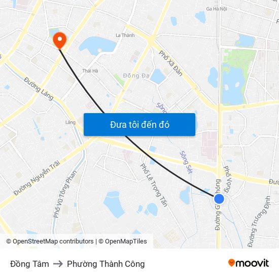 Đồng Tâm to Phường Thành Công map