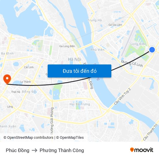 Phúc Đồng to Phường Thành Công map