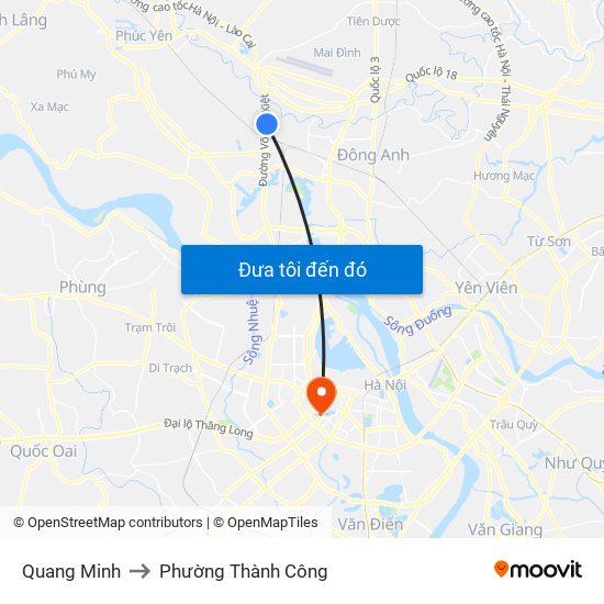 Quang Minh to Phường Thành Công map