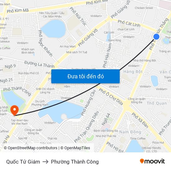 Quốc Tử Giám to Phường Thành Công map