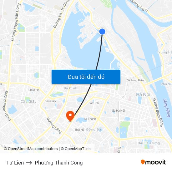 Tứ Liên to Phường Thành Công map