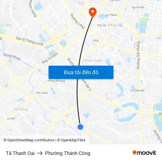 Tả Thanh Oai to Phường Thành Công map
