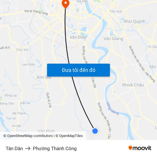 Tân Dân to Phường Thành Công map