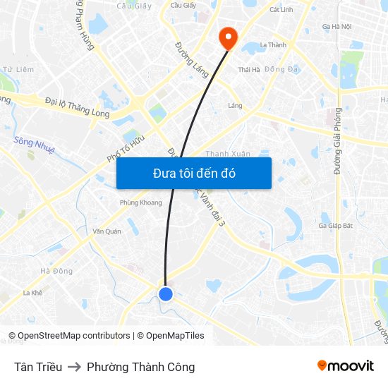 Tân Triều to Phường Thành Công map