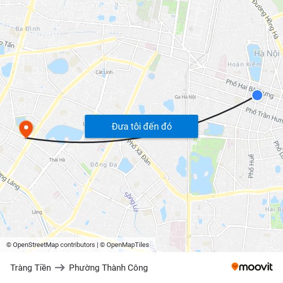 Tràng Tiền to Phường Thành Công map