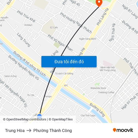 Trung Hòa to Phường Thành Công map