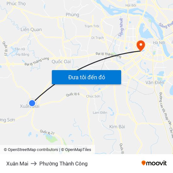 Xuân Mai to Phường Thành Công map