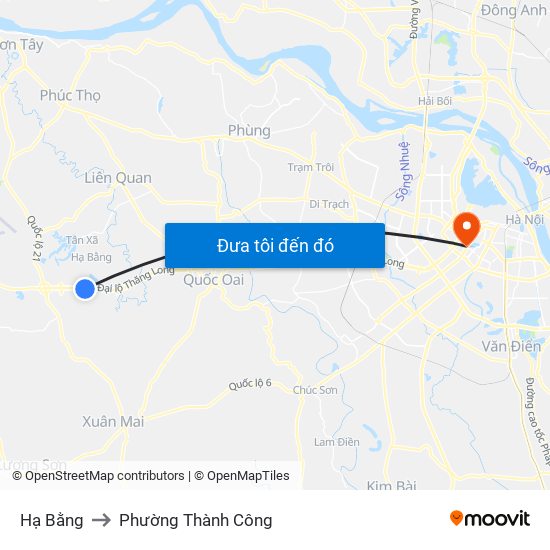 Hạ Bằng to Phường Thành Công map