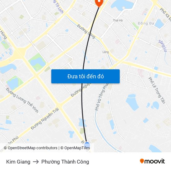 Kim Giang to Phường Thành Công map