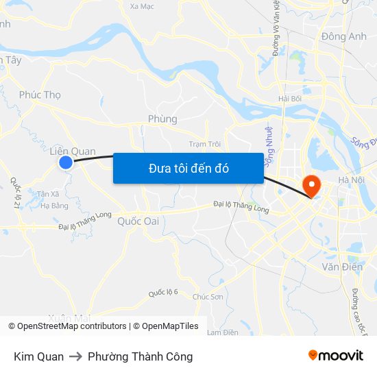 Kim Quan to Phường Thành Công map