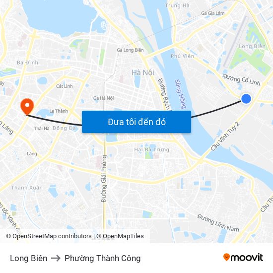 Long Biên to Phường Thành Công map