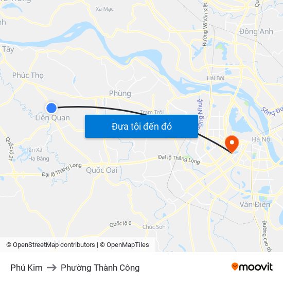 Phú Kim to Phường Thành Công map