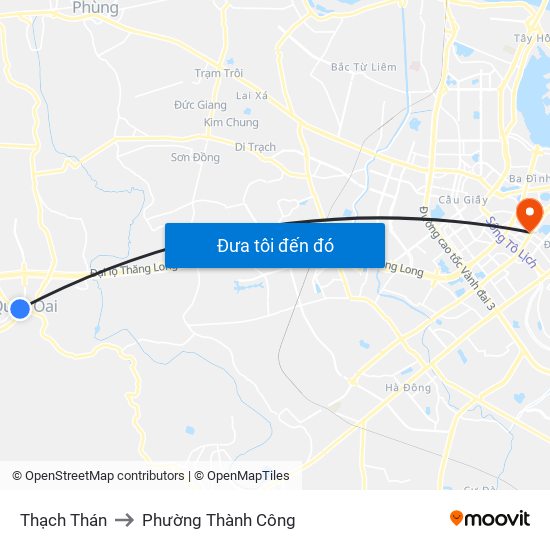 Thạch Thán to Phường Thành Công map