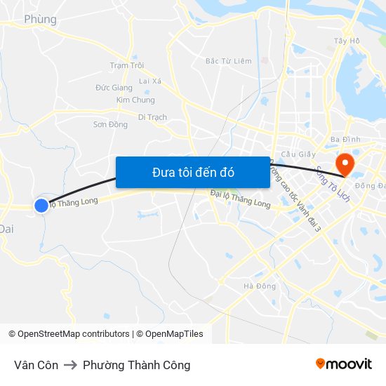 Vân Côn to Phường Thành Công map