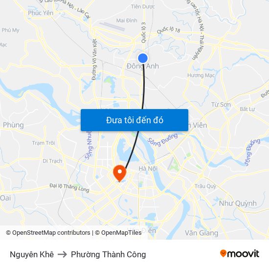 Nguyên Khê to Phường Thành Công map