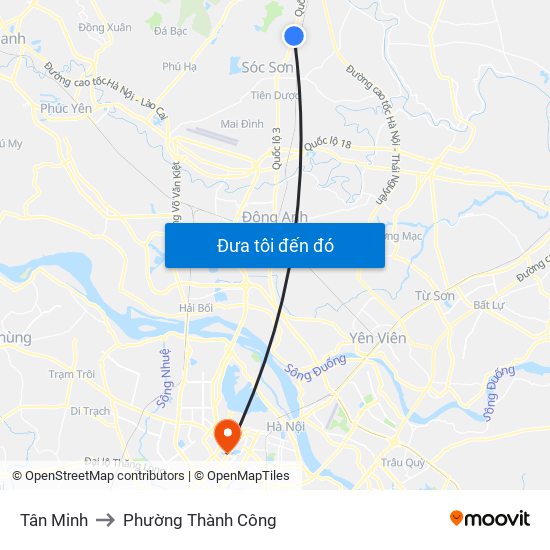 Tân Minh to Phường Thành Công map