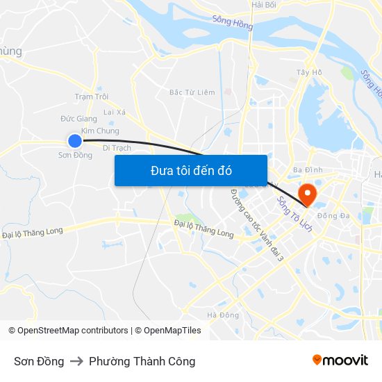 Sơn Đồng to Phường Thành Công map