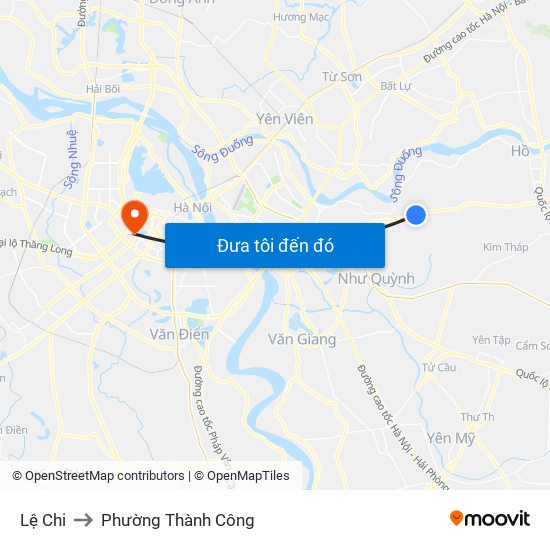 Lệ Chi to Phường Thành Công map