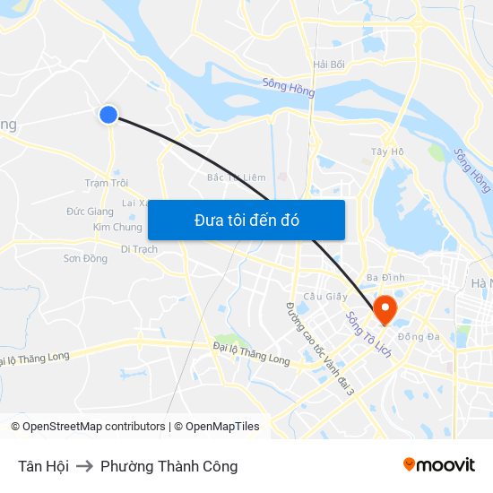 Tân Hội to Phường Thành Công map