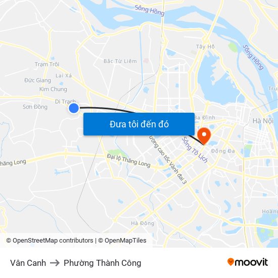 Vân Canh to Phường Thành Công map