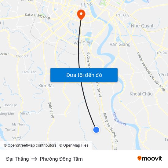 Đại Thắng to Phường Đồng Tâm map