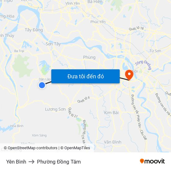 Yên Bình to Phường Đồng Tâm map