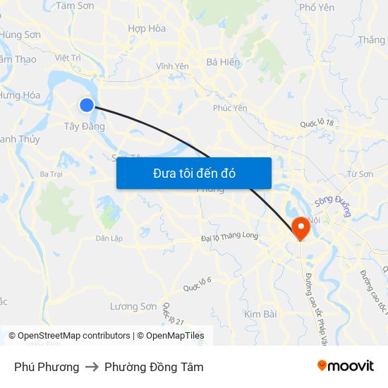 Phú Phương to Phường Đồng Tâm map