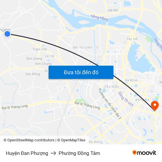Huyện Đan Phượng to Phường Đồng Tâm map