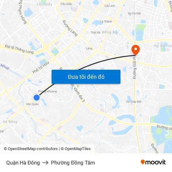 Quận Hà Đông to Phường Đồng Tâm map