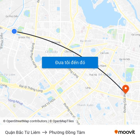 Quận Bắc Từ Liêm to Phường Đồng Tâm map