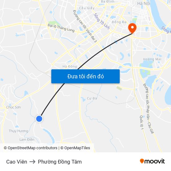 Cao Viên to Phường Đồng Tâm map