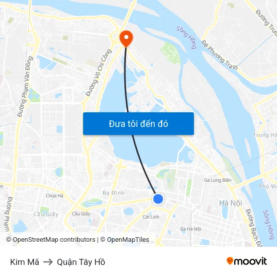 Kim Mã to Quận Tây Hồ map