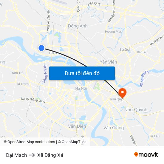 Đại Mạch to Xã Đặng Xá map