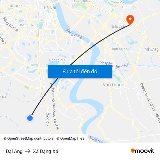 Đại Áng to Xã Đặng Xá map