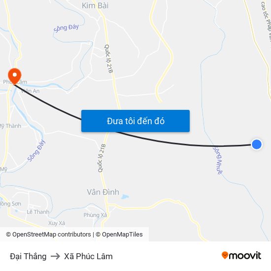 Đại Thắng to Xã Phúc Lâm map