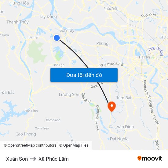 Xuân Sơn to Xã Phúc Lâm map